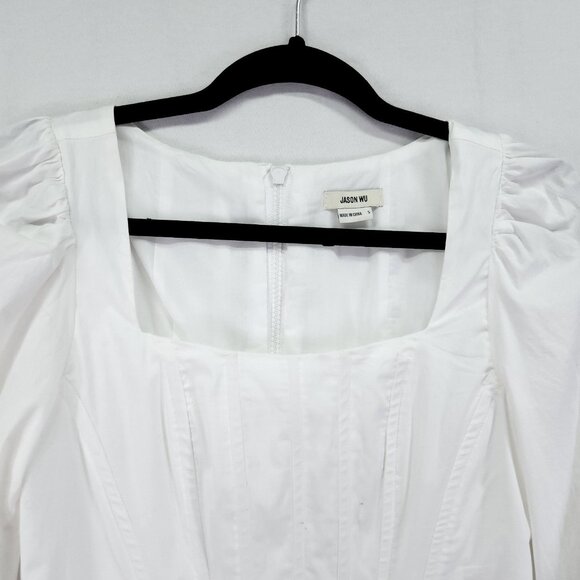 Jason Wu Corset Peasant Top Womens Small White Puffy Sleeve Full Zip Back - Picture 4 of 14